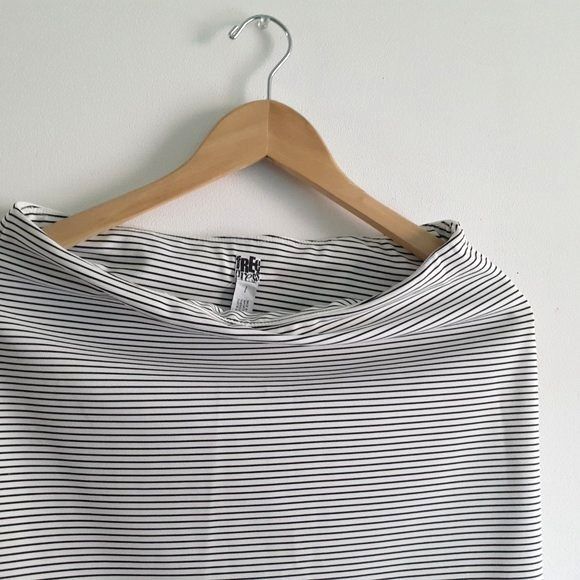 Free Press Nordstrom Black&White Stripes Elastic Waist KneeLength Pencil Skirt - Picture 4 of 12